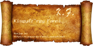Kisgyörgy Fanni névjegykártya